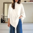 thumbnail image 2 of DHFJKG Oversized Sweaters For Women Knit Shawl High Neck 3/4 Sleeve Soft Casual Pullover Loose Fit Tunic Fall Winter Solid Color Versatile Tops, 2 of 7