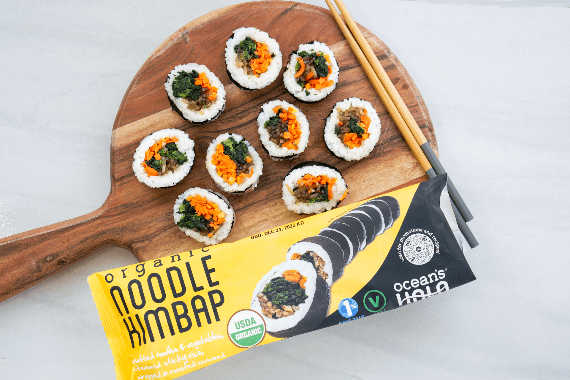 Ocean's Halo Organic Noodle Kimbap Roll, Frozen, 230g, 9 pieces, 230g total