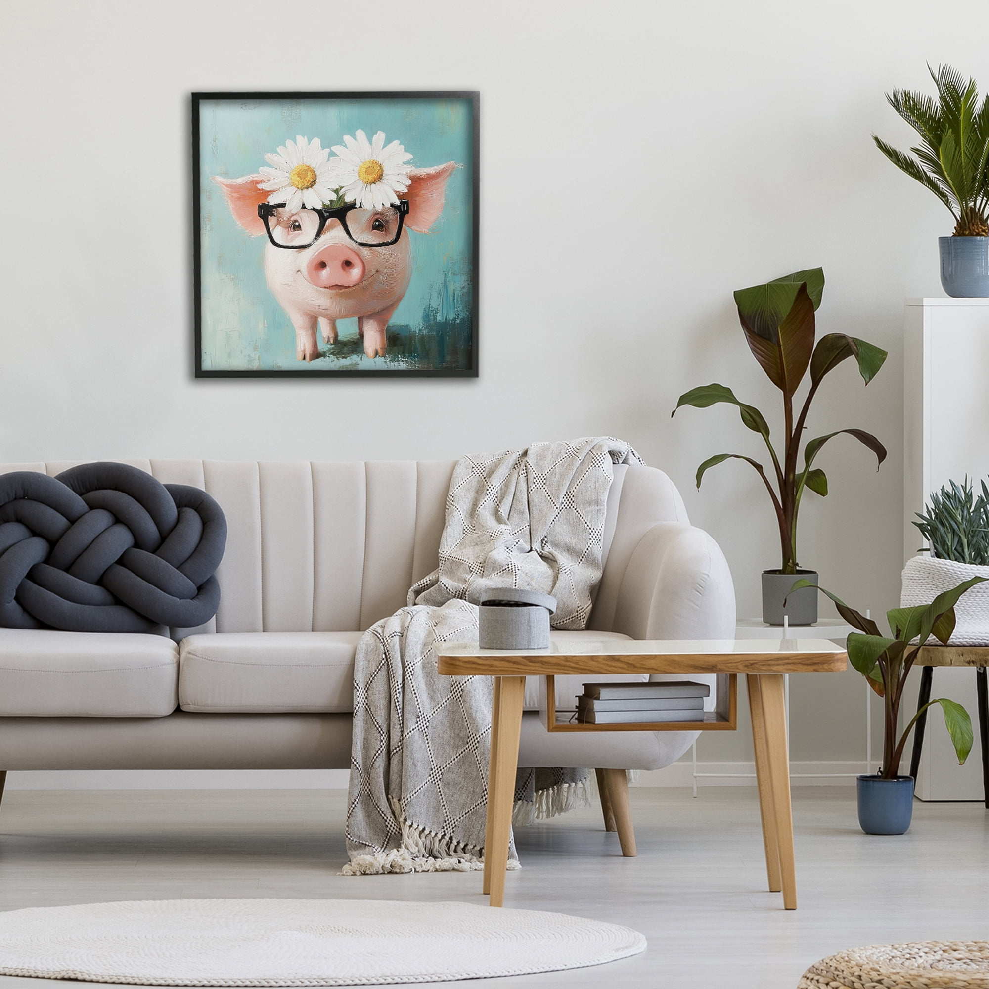 Stupell Industries Nerdy Natalie Piglet Black Framed Giclee Art, design by Tina LeCour