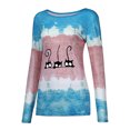 thumbnail image 4 of Hauts pour Femmes 2023 T-Shirt Imprimé Patchwork Col Rond Décontracté Blouse en Solde, 4 of 7