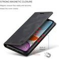 thumbnail image 2 of Case for iPhone 11 6.1 inch, Retro Matte Protective Leather Case with RFID Blocking Viewing Stand Magnetic Closure TPU Shell Flip Cover - Black, 2 of 16