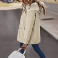 thumbnail image 2 of Aayomet Coat Women Women Hooded Fuzzy Coat Solid Oversized Contrast Color Edging Winter Warm Fur Jacket Outerwear,A M, 2 of 5