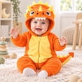 thumbnail image 4 of JIAYUE Baby Hooded Jumpsuit Cozy Fuzzy Cute Dinosaur Design Romper Long Sleeve Zip-Up Clothes for Casual Wear, 4 of 7