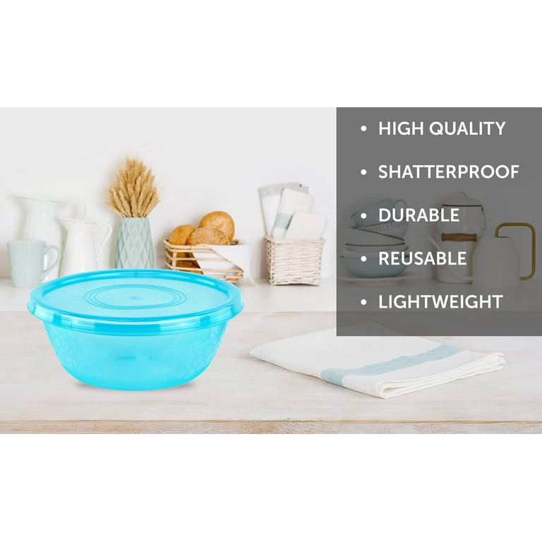 Decorrack Serving Bowl with Lid Extra Large Bowl for Salad Snacks Dough Kneading Durable Big Plastic Mixing Bowl with Tight Lid Vibrant Party