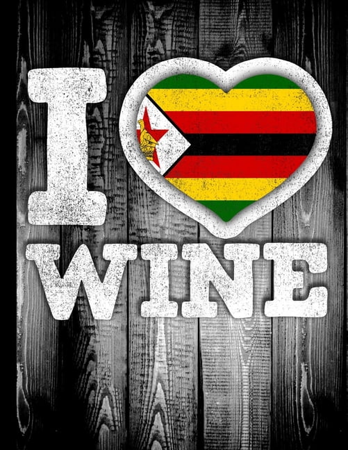 I Love Wine Zimbabwe Flag in Heart Shape for Zimbabwean Wine Drinking