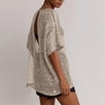 thumbnail image 4 of SSZMDLB Women Sequins T-Shirt Short Sleeve Round Neck Casual Basic Tee Holiday Party Tops Summer Fashion Outfits Workout Clothes, Beige XL, 4 of 7