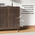 thumbnail image 5 of Sideboard Storage Cabinet, 47.2" W Farmhouse Buffet Cabinet with Louvered Doors & Adjustable Shelf, Wood Coffee Bar Storage Station for Kitchen, Dining Room, Living Room, Entryway, Walnut Color, 5 of 14