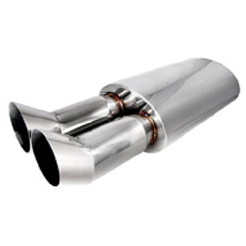 Universal 3/" Jdm Hi-Power Dual Tip Dtm Exhaust Muffler