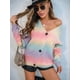 thumbnail image 5 of Suéter Tipo Cárdigan con Degradado de Arcoíris para Mujer, Cárdigan de Punto de Larga con Botones para Otoño e Invierno Rosa S, 5 of 10