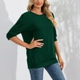 thumbnail image 2 of SWSMCLT Women's Half Sleeve Sweatshirt Casual Spring Tunic Shirts Slim Fit Top Puff Sleeve Tshirt Crew Neck Fall Dark Green XX-Large, 2 of 4