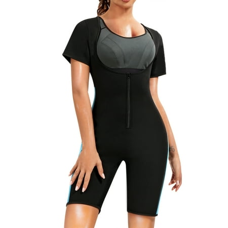

Eleady Women’s Build the perfect body Full Body Shaper Sport Sweat Neoprene Suit Waist Trainer Bodysuit with Sleeves for Weight Loss(Black Small)