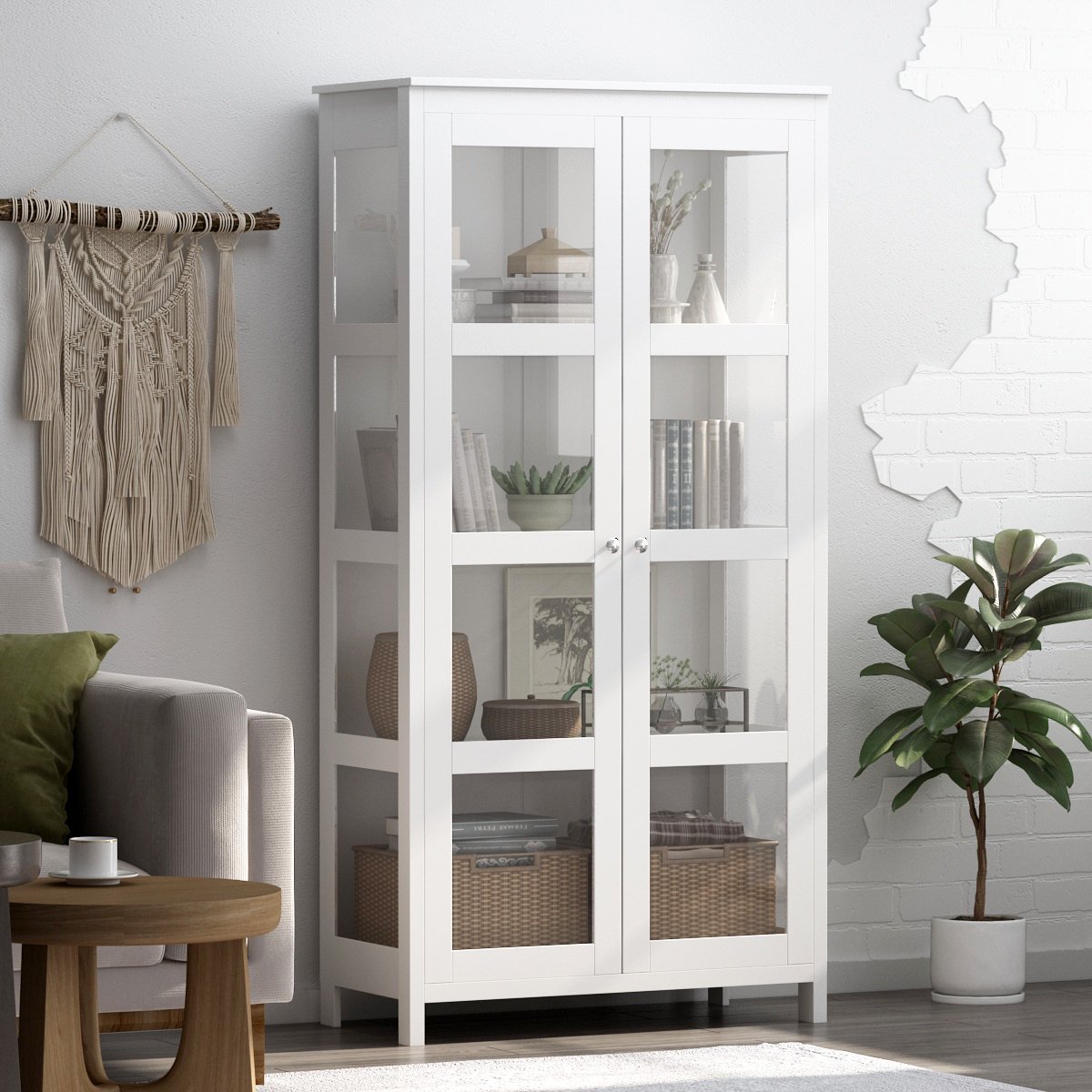curio with glass doors