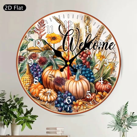 Cute Ladybug Welcome Red Polka Dot Round Wall Clock Farmhouse Style Silent Home Decor