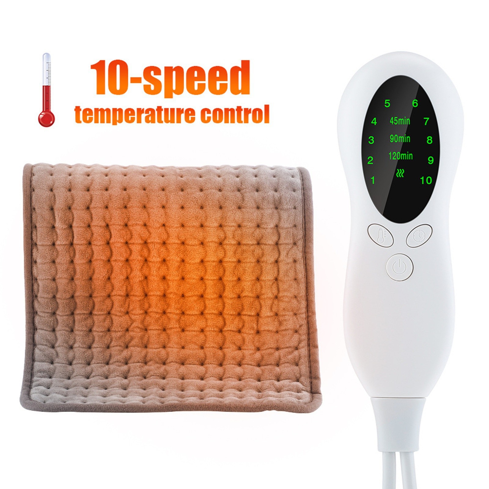 Electric Blanket - Foot, Back & Full-Body Warmer - 3-Speed Timer for Warming - 10-Level Temperature Adjustment Pain Relief Heated Pad Camping & Hiking Heating Thick Bed Blanket,Gray A