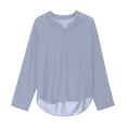 thumbnail image 6 of Htigea Womens Summer 3/4 Sleeve Tops Casual V Neck T Shirts Fashion Loose Fit Basic Tunic Tees Gray,2XL, 6 of 7