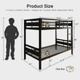 thumbnail image 2 of Honfach Bunk Bed Twin Over Twin, Heavy Duty Metal Bed with Ladder and Full-Length Guardrail, Under-Bed Storage Space, No Box Spring Needed, Noise Free, Black, 2 of 7
