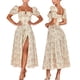 thumbnail image 1 of Txlixc Vestido largo dividido con cuello cuadrado y mangas abullonadas informales para mujer Txlixc  Sexy, 1 of 10