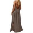 thumbnail image 7 of longantii Cami Dresses for Women Sleeveless Cami Lounge Dress Backless Summer Split Dress Beach Maxi Sundresses with Back Tie Brown S, 7 of 7