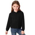 thumbnail image 2 of Posijego Girls Athletic Hoodie Cotton Sweatshirt Solid Color Casual Long Sleeve Hooded Pullover Crop Tops, 2 of 9