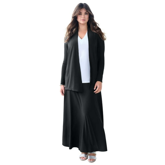 Roaman's Women's Plus Size Ultrasmooth Fabric Long Sleeve Cardigan