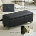 thumbnail image 4 of 41" Faux Leather Storage Ottoman, Stitch Tufted Rectangle Upholstered End of Bed Storage , Entryway Large Couch Ottoman with Wooden Legs, Dark Black, 4 of 7