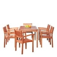 thumbnail image 2 of Renaissance Outdoor Patio Hand-scraped Wood 7-piece Dining Set with Stacking Chairs, 2 of 5