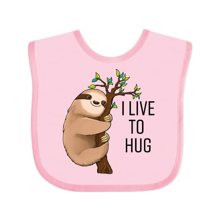 

Inktastic I Live to Hug- Cute Sloth on a Branch Gift Baby Boy or Baby Girl Bib