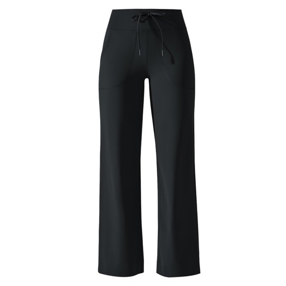 Bmisegm Ladies Breathable High Waist Stretch Loose Casual Pocket Wide Leg Running Fitness Yoga Bottom Pants Yoga Pants 2024 Black L