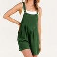 thumbnail image 6 of ZZwxWA Cyber&Monday Deals Womens 2024 Pants Wide Leg Suspender Cold Shoulder Cotton Linen Flowy Strap with Pocket Holiday Beach Pleated Comfy Solid Rompers Loose Trousers Green XL, 6 of 7