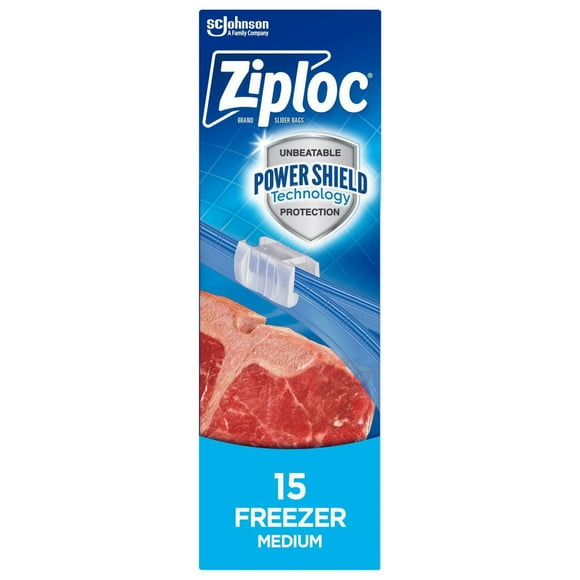 Ziploc® Slider Freezer Bags with Power Seal Technology, Medium