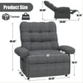 thumbnail image 6 of UHOMEPRO Recliner Chair, Single Recliner with Remote Control and Side Pockets, Breathable Fabric Reclining Chair Electric Sofas with Adjustable Backrest and Footrest for Living Room, Gray, 6 of 11