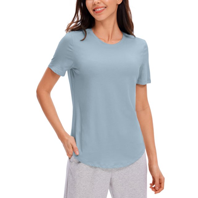 Remera CRZ YOGA de Algodón Pima Cuello Redondo Suave Azul M