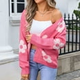 thumbnail image 6 of CaiJunJia Sweaters for Women Fall Winter Women's Casual Cardigan Sweaters Flower Lightweight Coat Round Neck Knitted Button Down Cardigans, 6 of 6