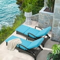 thumbnail image 6 of HOMREST Patio Chaise Lounge for Outside, Adjustable Rattan Pool Lounge Chair with Wheels and Thickened Cushion for Backyard Deck Porch Garden (Blue), 6 of 10