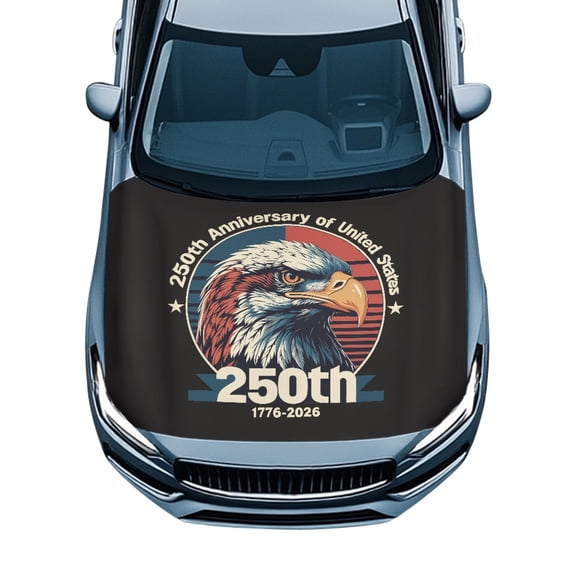 Pzuqiu Hood Covers for Car USA 250th Anniversary Eagle All-Season Protection Stretch Fabric, Easy Installation Windproof Car Hood Protector for Trucks Van SUV