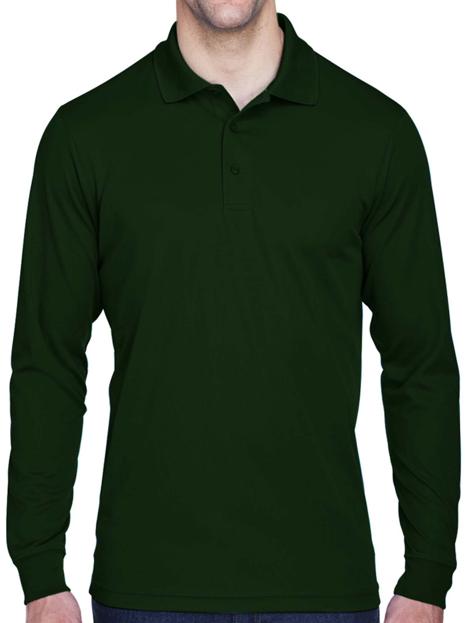 Mens Moisture-Wicking Long Sleeve Polo Shirt - Forest, 2XL | Walmart Canada