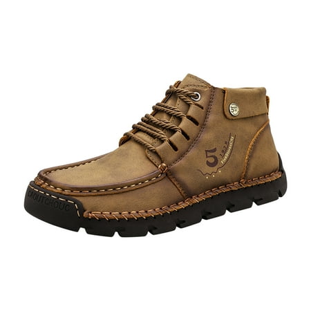 jsaierl Outdoor Retro Combat Boots  Men s Boots Breathable Non-Slip Boots Fall Winter High-top Leather Shoes