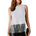 thumbnail image 2 of BLVB Sparkly Fringe Tank Tops for Women Sleeveless Crewneck Tassel Sequin Tops Glitter Club Party Shirt Cami Outfit, 2 of 7