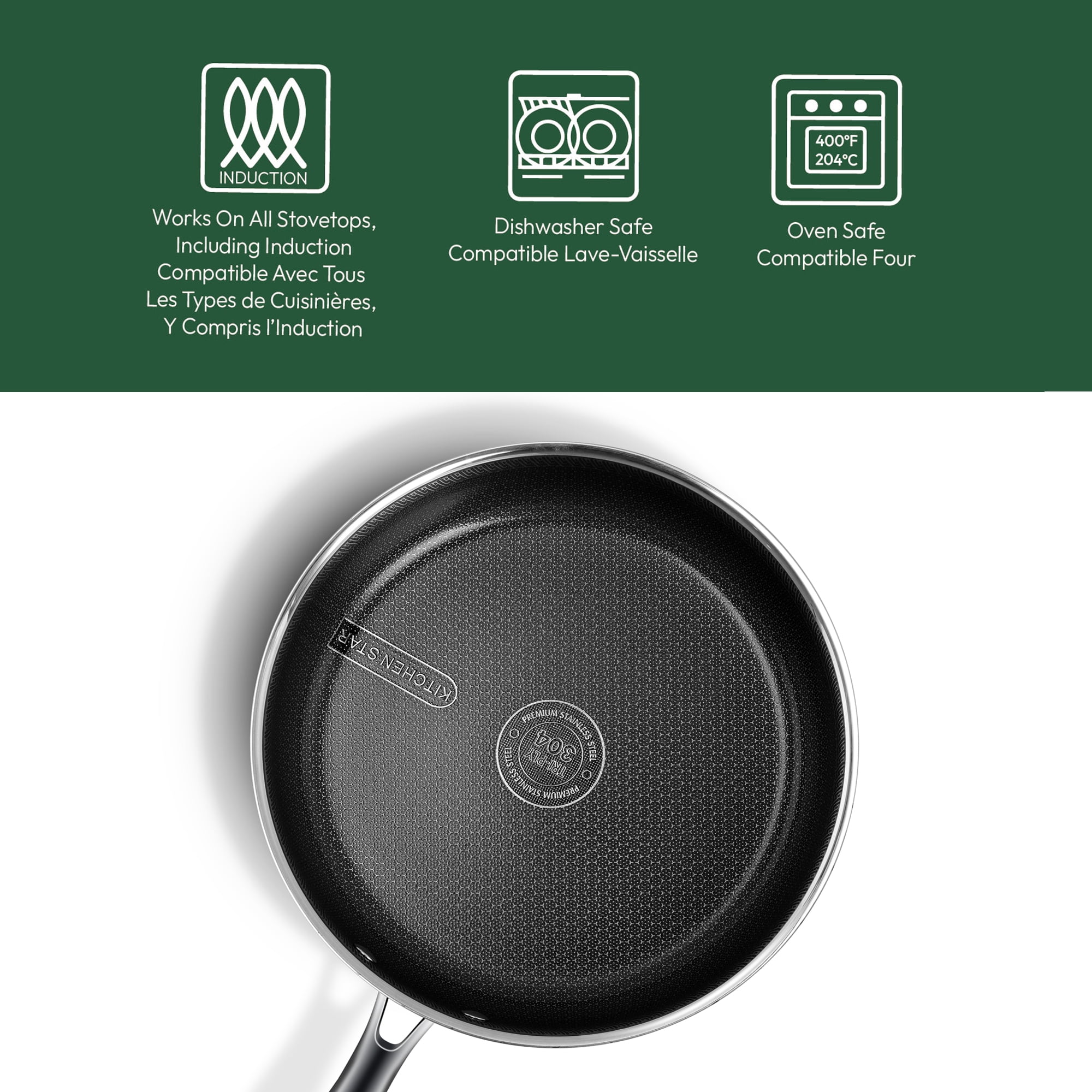 Cuisine Star Cladtec Series Poêle à frire, ensemble de 3 pièces, 20-26-30 cm