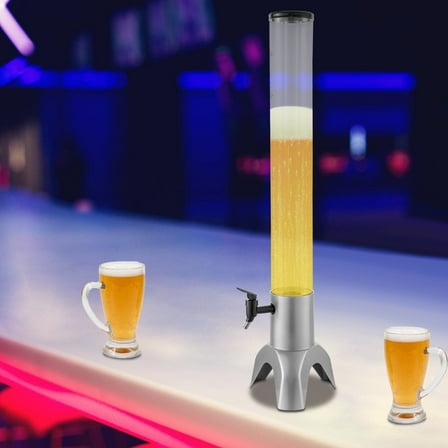 3L 101.45Oz Beverage Dispenser with Ice Pillar 304 Stainless Steel Commercial