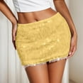 thumbnail image 5 of MIXUE Skirts For Women Summer Sequins Solid Color Elastic Waist Party Club Casual Bodycon Mini Skirt Activewear,Yellow,S, 5 of 7