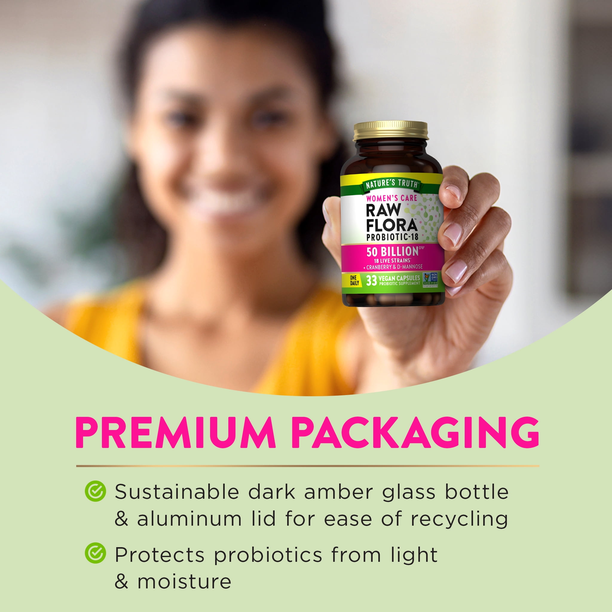 Probiotics for Women | 50 Billion CFU | 33 Capsules | with Cranberry and D-Mannose | by Raw Flora
