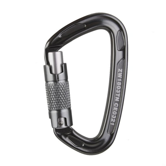 24KN/5400lbs Rock Climbing Tree Arborist Caving Rappelling Aluminum Auto Self Locking Carabiner - CE Certified Gray