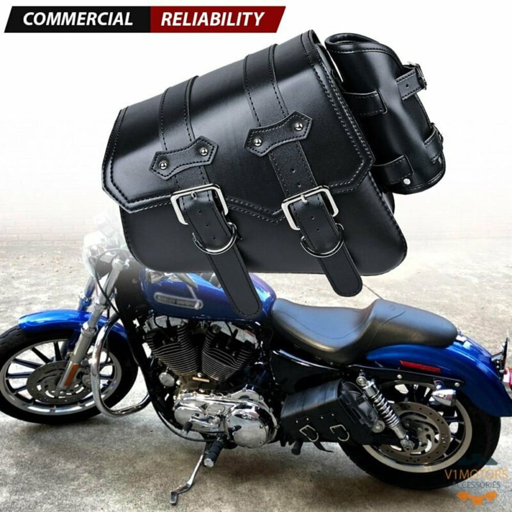 2Pc Through over style HARLEY SPORTSTER 1200 HD 883 LEATHER SADDLEBAGS SET 