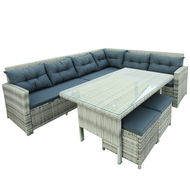 6 Piece Outdoor Sectional Patio, Outdoor Sectional Dining Furniture
