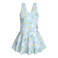 thumbnail image 4 of Xixirimido Bunny Chicken Carrot Eggs Print Girls One Piece Swimsuits Sleeveless Swim Dress for Girls Skirted Bathing Suit Hawaiian Skirt Swimwear UPF 50+ Sun Protection for Easter, Blue, 8-9 Years, 4 of 7