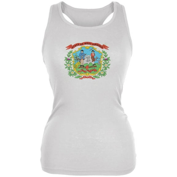 Born and Raised West Virginia State Flag Juniors Soft Tank Top White SM