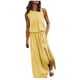 thumbnail image 1 of Vestido largo sin mangas con cuello redondo y abertura para mujer - Vestido de playa fluido de color liso, 1 of 5