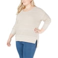 thumbnail image 1 of Style & Co. Womens Drop Shoulder Pullover Sweater, Beige, Plus Size, 1X, 1 of 1