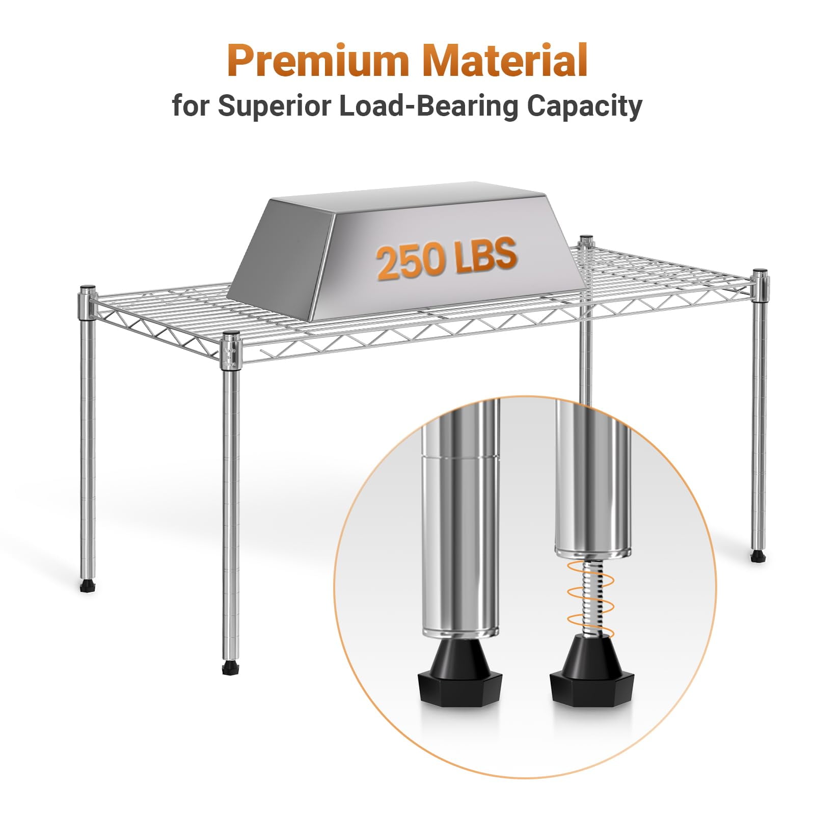 HealSmart 1-Tier Shelving Unit, 29.92" W x 13.78" D x 14.96" H Steel Organizer Wire Rack, Chrome